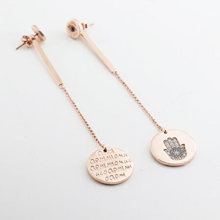 Apm Modeli Rose Gold Kaplama Fatma Ana Eli Gümüş Küpe