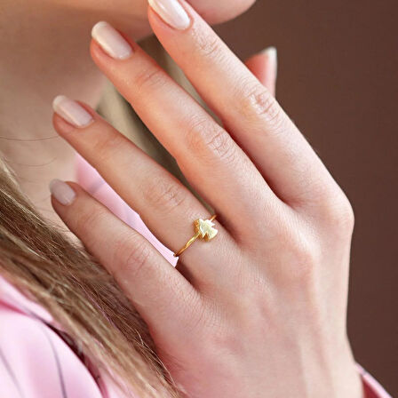 Gold Kaplama Melek Gümüş Yüzük