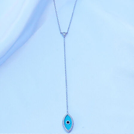 Mine İşli Göz Figürlü Gümüş Kolye