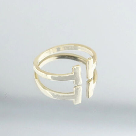 Tffny Modeli Gold Kaplama Ayarlanabilir Gümüş Yüzük