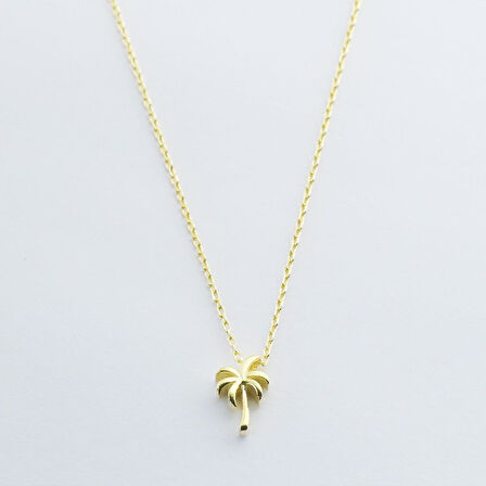 Palmiye Figürlü Gold  Kaplama Gümüş Kolye