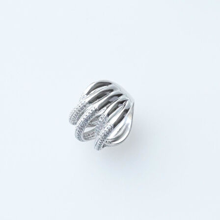 Sarmal Modeli Zirkon Taşlı Gümüş Yüzük