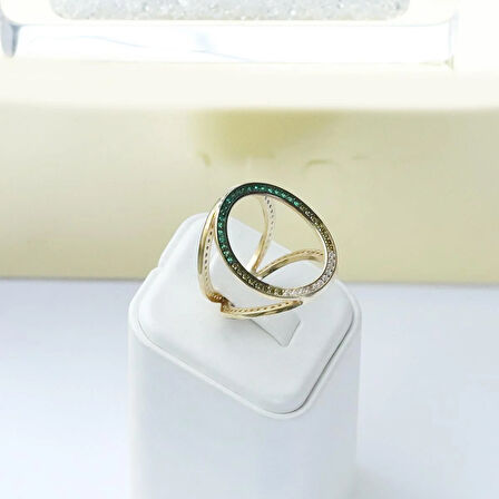 Well 3 Taraflı Çok Renkli Gümüş Yüzük