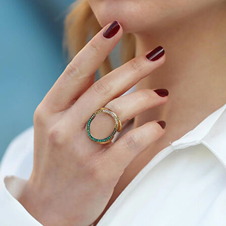 Well 3 Taraflı Çok Renkli Gümüş Yüzük