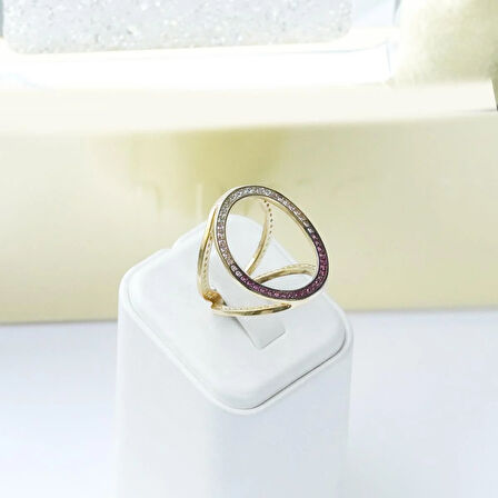 Well 3 Taraflı Çok Renkli Gümüş Yüzük