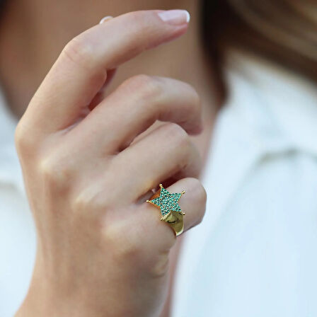 Yıldız Gold Kaplama Ayarlanabilir Gümüş Yüzük