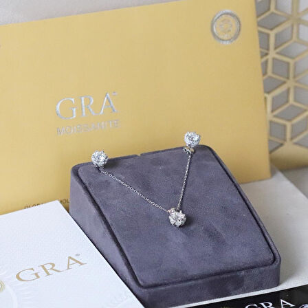 Round Kesim Prenses Modeli 6,5 mm E Moıssenıte Gümüş  Set