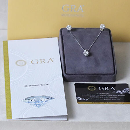 Round Kesim Prenses Modeli 6,5 mm E Moıssenıte Gümüş  Set