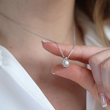 Round Kesim Prenses Modeli 6,5 mm E Moıssenıte Gümüş  Set