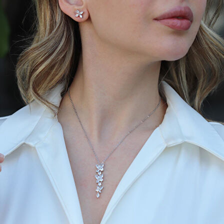 Çiçek Modeli Gümüş Set