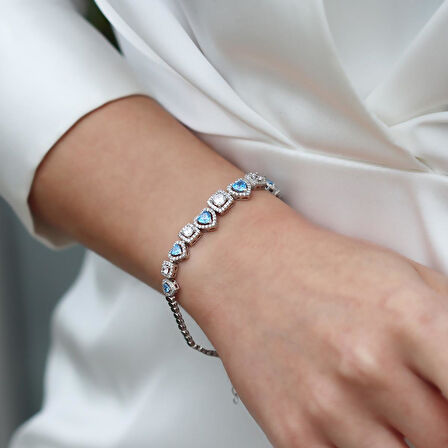 Kalp Sevgili Gümüş Bileklik