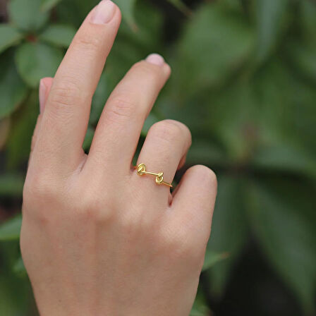 Çift Düğümlü Gold Kaplama Minimal Yüzük