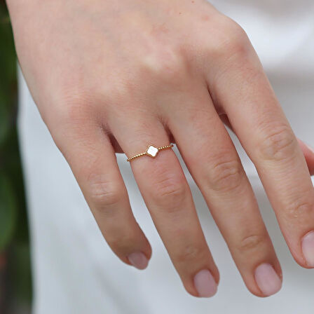 Alhmbra Gold Kaplama Minimal Gümüş Yüzük