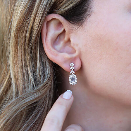 Başak Modeli Baget Taşlı Zarif Gümüş Set