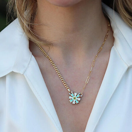 Kar Tanesi Çift Taraflı Gümüş Kolye