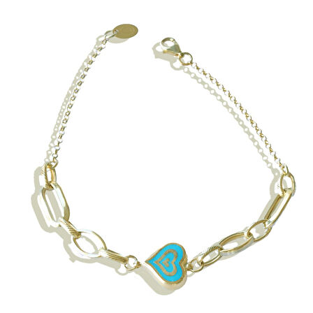 Fortuna Kalp Gold Kaplama Gümüş Bileklik