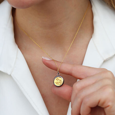 Antik Para Gold Kaplama Gümüş Kolye