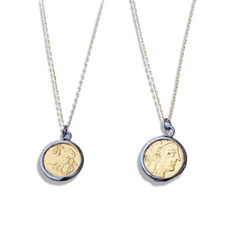 Antik Para Gold Kaplama Gümüş Kolye