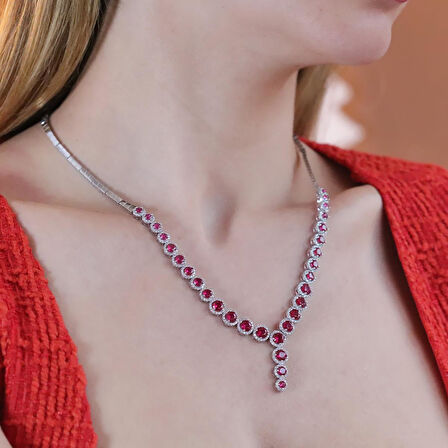 Yuvarlak Taşlı Su Yolu Gümüş Set