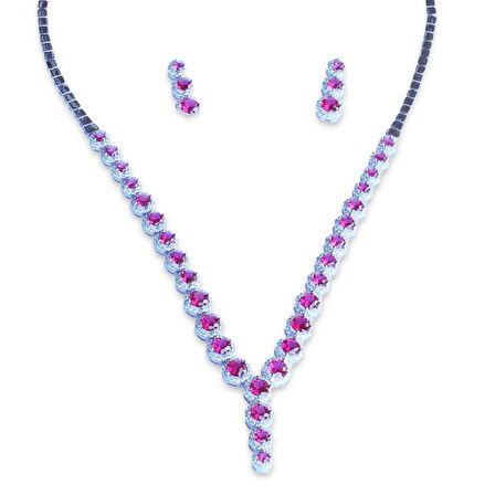 Yuvarlak Taşlı Su Yolu Gümüş Set