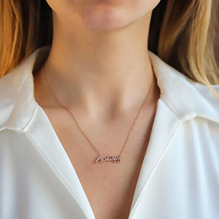 Atatürk İmzalı Rose Gold Kaplama Gümüş Kolye