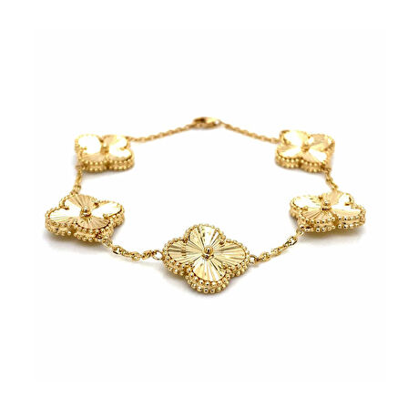 Beş İkonik Alhambra Gold Kaplama Gümüş Bileklik