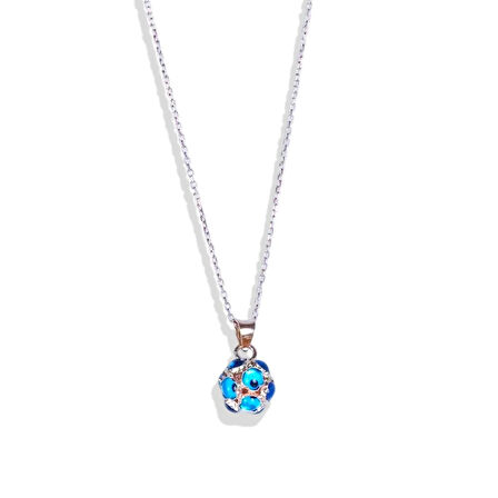 Nazar Boncuklu Rose Gold Kaplama Top Gümüş Kolye