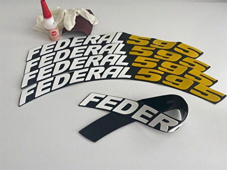 Federal 595 Sarı Kalıcı Lastik Yazısı Federal 595 Sticker 8 Kit Büyük Boy