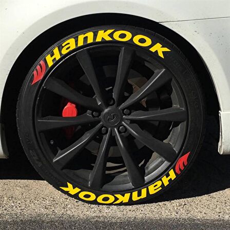 Hankook Sarı Kalıcı Lastik Yazısı Hankook Sticker 8 Kit Büyük Boy