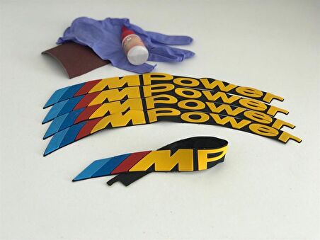 M Power Sarı Kalıcı Lastik Yazısı Mopar Sticker 8 Kit Büyük Boy