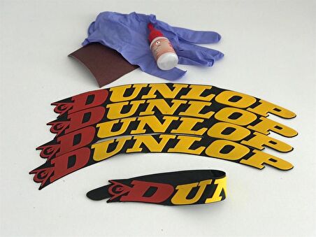 Dunlop Sarı Kalıcı Lastik Yazısı Dunlop Sticker 4 Kit