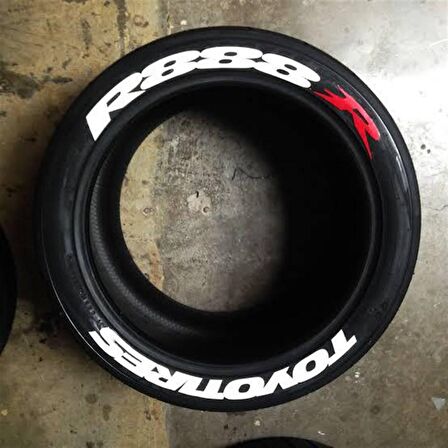 Toyo Tires R888R Beyaz Kalıcı Lastik Yazısı Toyo Tires R888R Sticker 8 Kit Büyük Boy