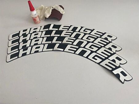 Challenger Beyaz Kalıcı Lastik Yazısı Challenger Sticker 8 Kİt