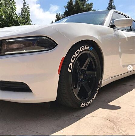 Dodge Charger Beyaz Kalıcı Lastik Yazısı Dodge Charger Sticker 8 Kİt