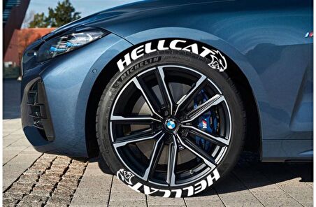 Hellcat Beyaz Kalıcı Lastik Yazısı Hellcat Sticker 8 Kİt