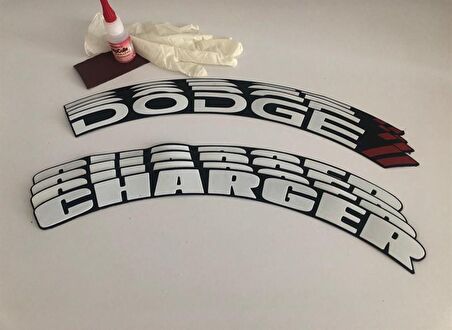 Dodge Charger Beyaz Kalıcı Lastik Yazısı Dodge Charger Sticker 4 Kit