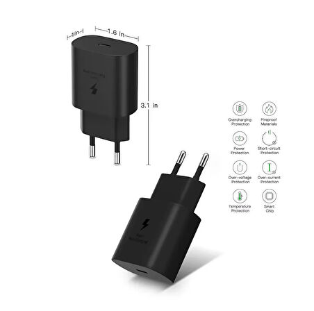 Samsung Galaxy Note 20 5G Note 20 Ultra 5G Uyumlu 25W Turbo Hızlı Şarj Aleti Cihazı Adaptörü(Başlık) PD