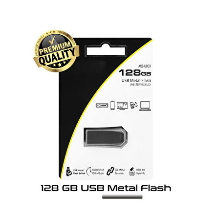 USB 3.0 Flash Bellek Data Transfer Metal Kasa Garantili128GB