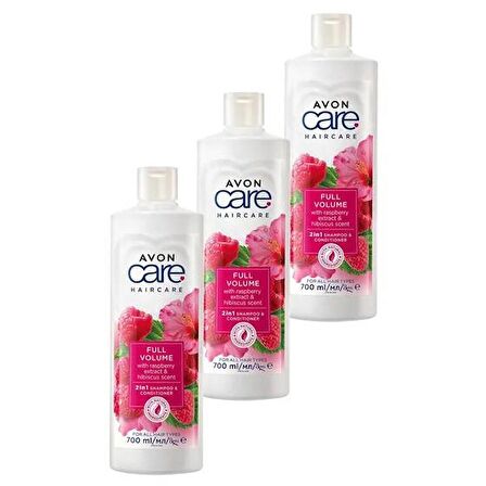 Avon Care Ahududu ve Hibiscus Kokulu 700 ml Şampuan ve Saç Bakım Kremi 3'lü Set