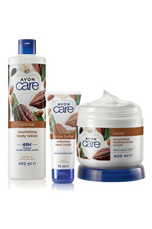 Avon Care Kakao Yağı İçeren E Vitaminli Çok Amaçlı Krem Losyon ve Kremi. Üçlü Set