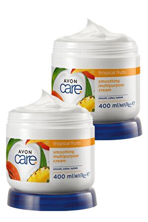 Avon Care Tropical Fruits Ananas Mango ve Papaya Özlü El ve Vücut Kremi 400 Ml. İkili Set