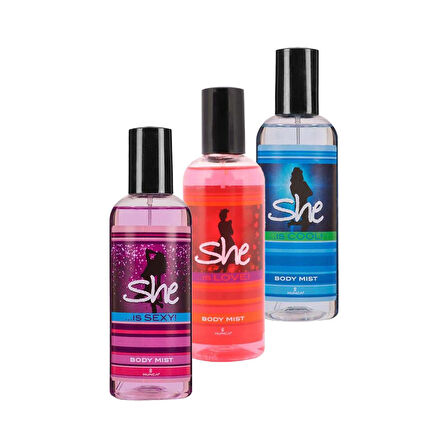 She Body Mist Is Sexy Is Cool Is Love 3 lü Set Kadın