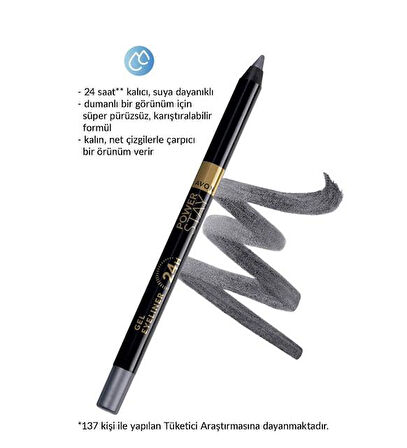 Avon Power Stay Jel Eyeliner - Steel