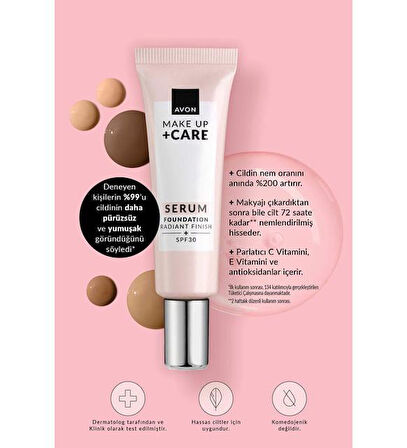 Avon Make Up + Care Serum Fondöten SPF30 - 310N Medium Beige