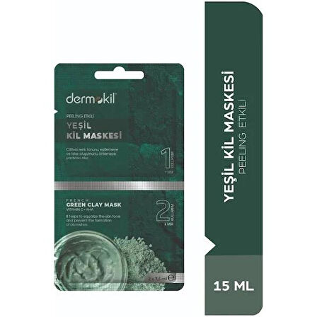 Dermokil Peeling Etkili Yeşil Kil Maskesi - İki Kullanımlık 2 x 7,5ml