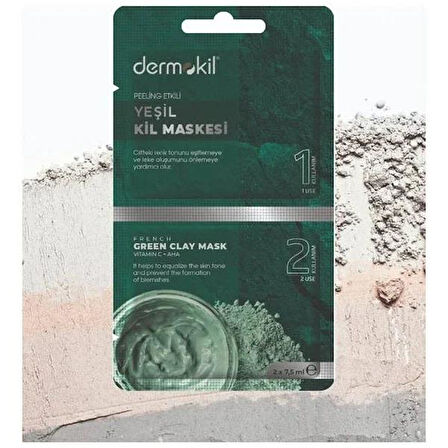 Dermokil Peeling Etkili Yeşil Kil Maskesi - İki Kullanımlık 2 x 7,5ml