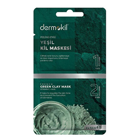 Dermokil Peeling Etkili Yeşil Kil Maskesi - İki Kullanımlık 2 x 7,5ml