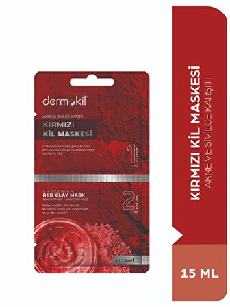 Dermokil Kırmızı Kil Maskesi(Akne ve Sivilce Karşıtı) 2 x 7,5 ml