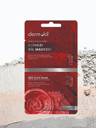 Dermokil Kırmızı Kil Maskesi(Akne ve Sivilce Karşıtı) 2 x 7,5 ml