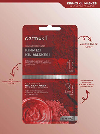 Dermokil Kırmızı Kil Maskesi(Akne ve Sivilce Karşıtı) 2 x 7,5 ml